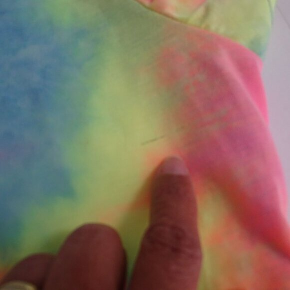 Shein Curve Tie Dye Crop Top Women Size 1XL US 14 Neon Blue Pink Short Sleeve - Picture 9 of 9